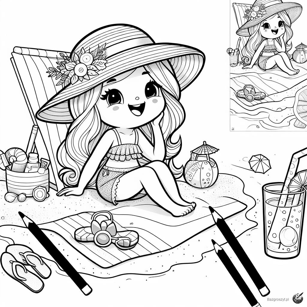 Pobierz kolorowanka plaża do druku