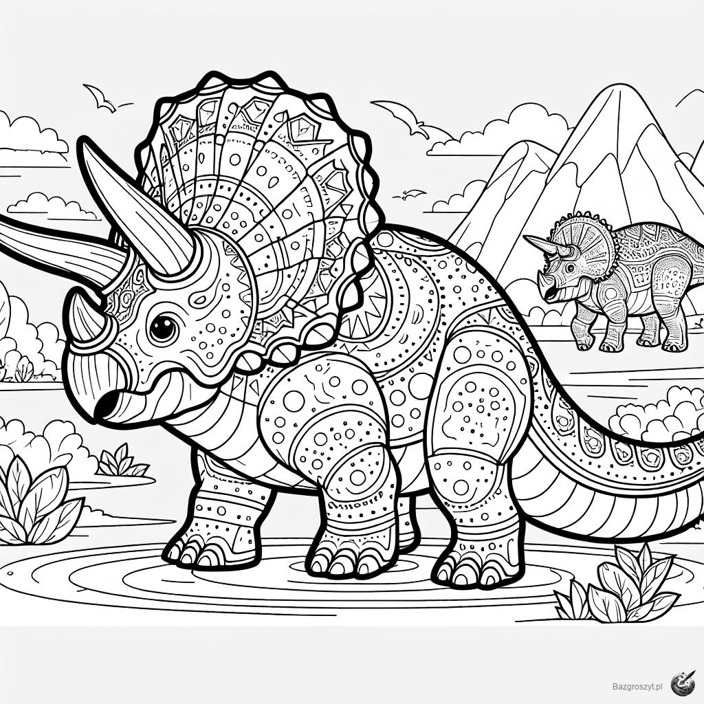 Pobierz dinozaury kolorowanki triceratops do druku