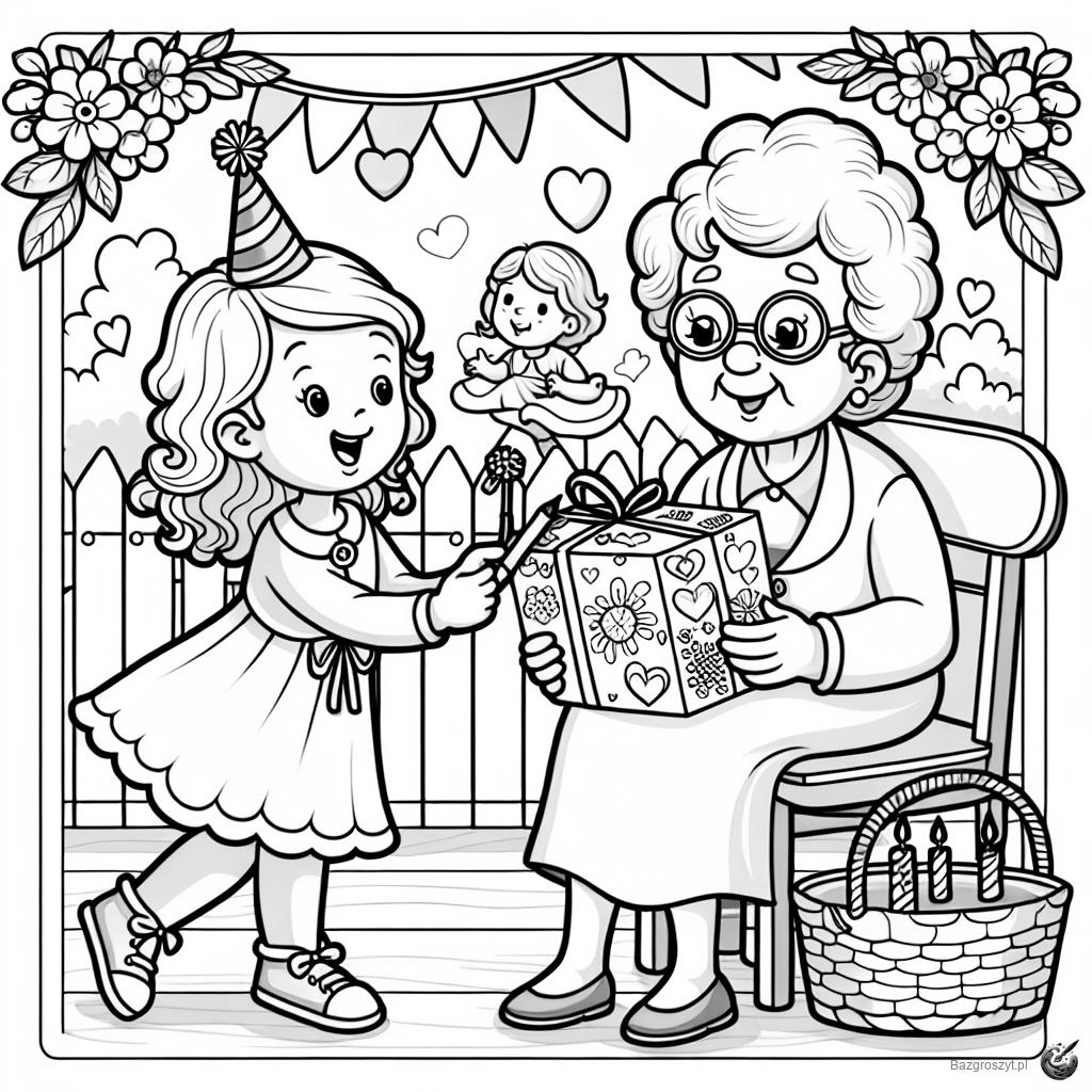Pobierz laurka dla babci na urodziny kolorowanka do druku