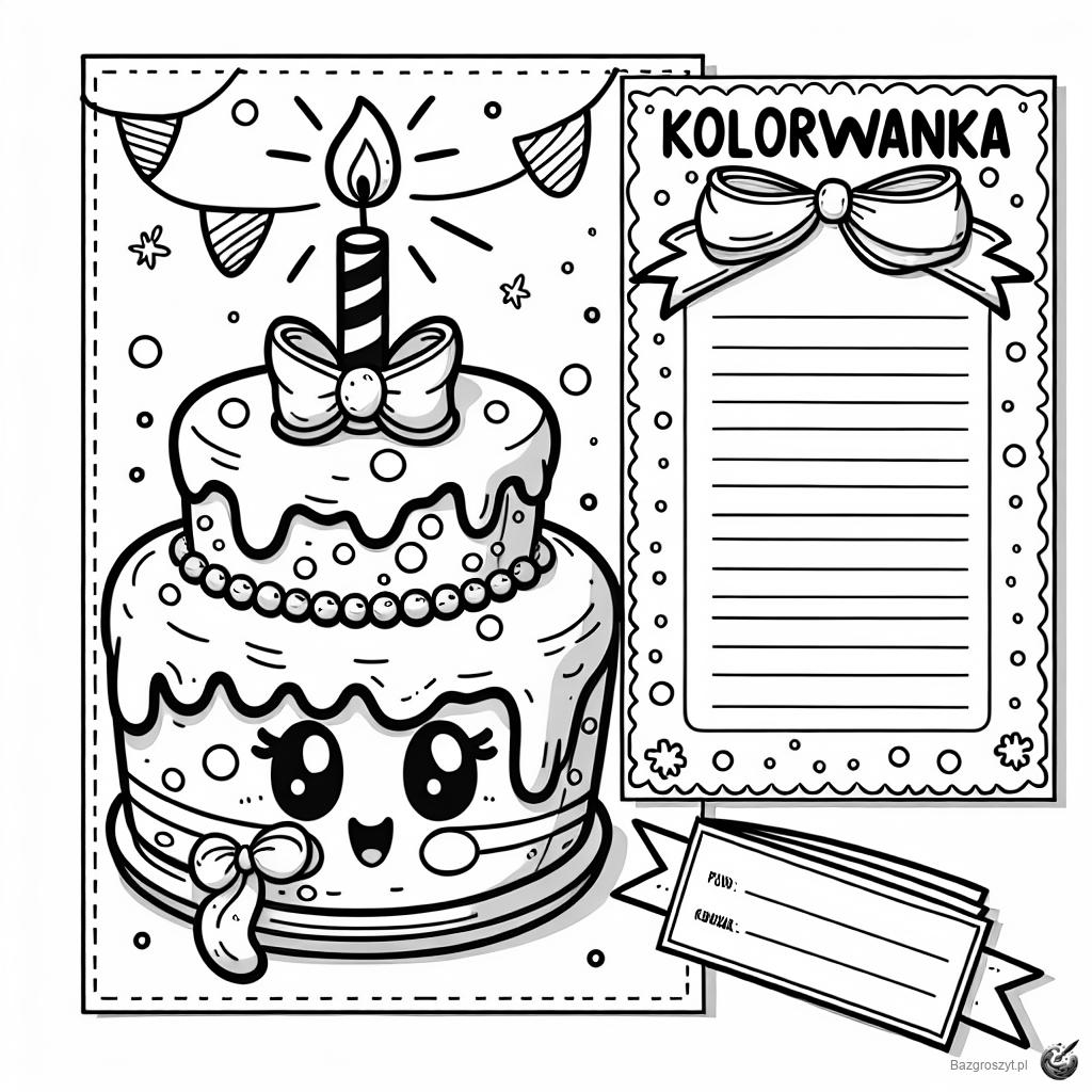 Pobierz kolorowanki zaproszenia urodziny do druku