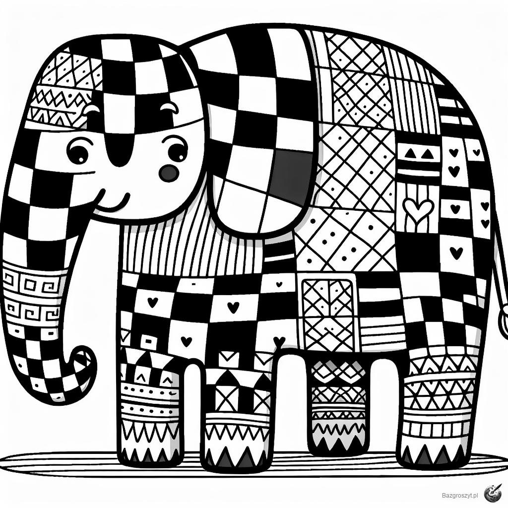 Pobierz elmer słoń w kratkę do druku