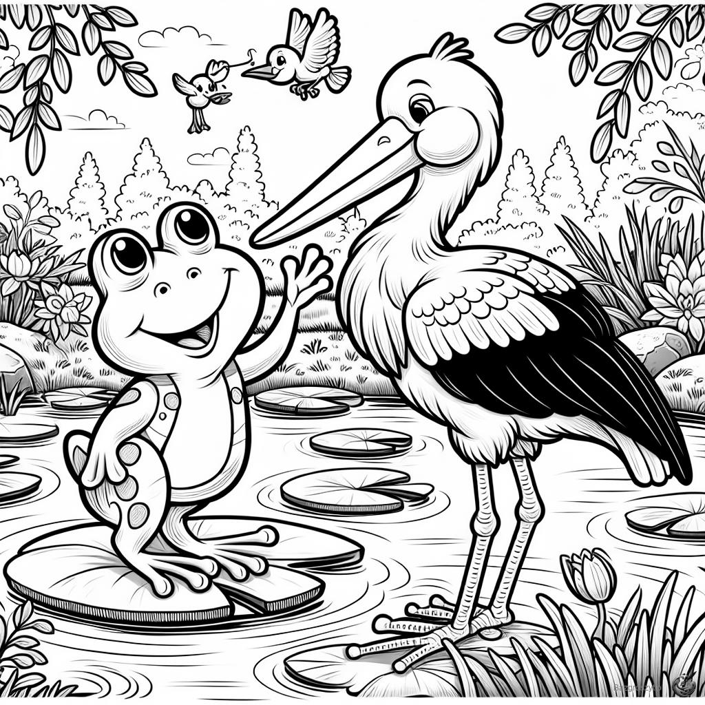 Pobierz żaba i bocian do druku